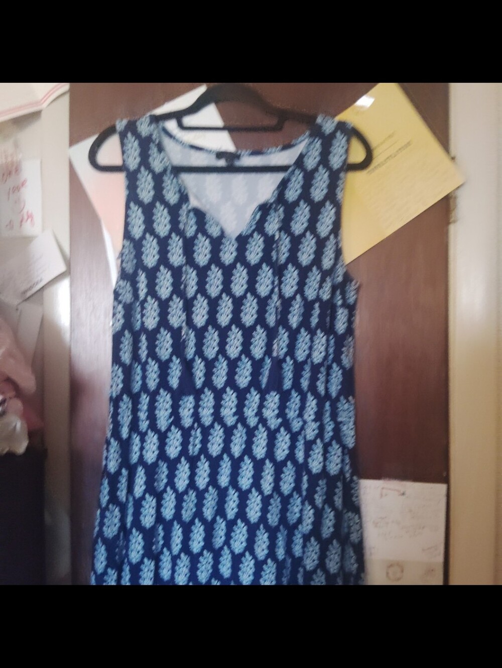 TALBOTS Jersey Sleeveless Maxi Dress - Allover Tree Block Print Size Large - Picture 8 of 9